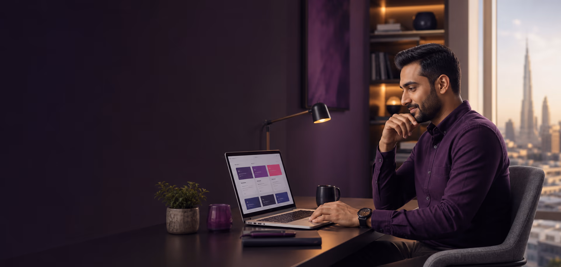 A technology professional exploring career opportunities on a laptop in Dubai